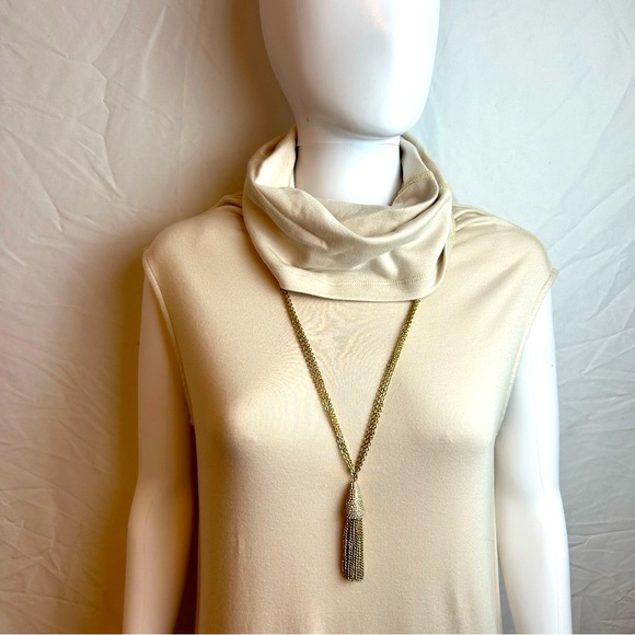 Like New Gold color tri-chain w/ tassel pendant with crystals. - Picture 2 of 6